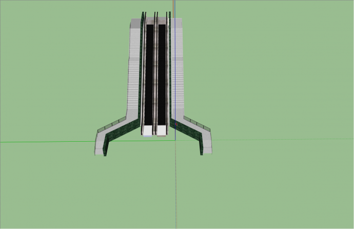 经典带台阶扶手电梯组合su模型_图1