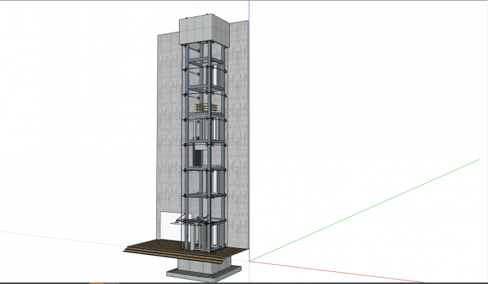 棕色多层简约电梯设计su模型_图1