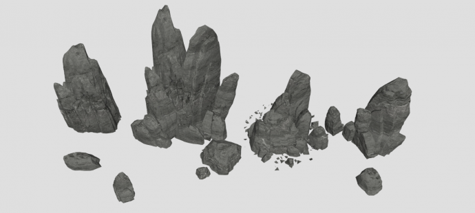 多种形状多异的假山置石su模型_图1