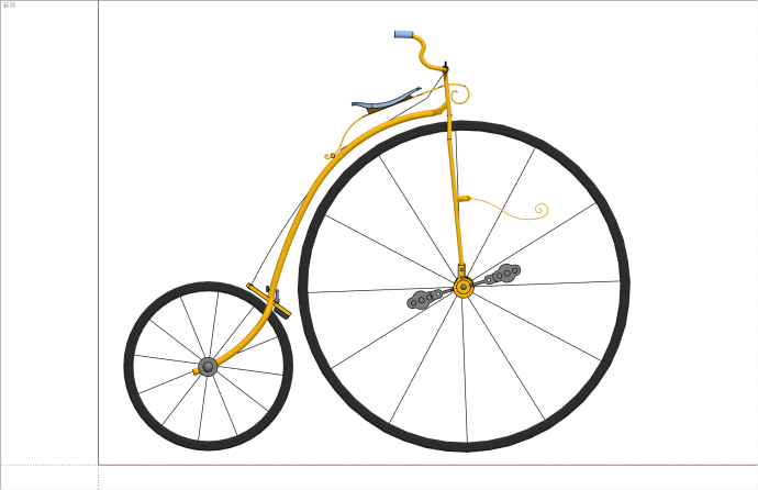 杂技大小轮现代风格自行车su模型_图1