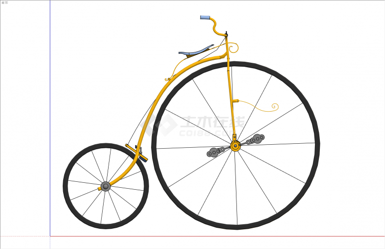 杂技大小轮现代风格自行车su模型-图一