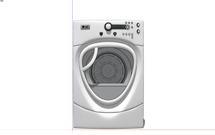 纯白色物理按键滚筒洗衣机su模型_图1