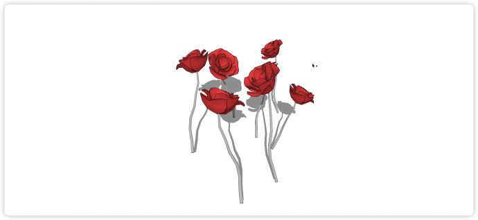 各种造型红色玫瑰花现代商业街小品su模型_图1
