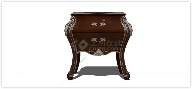 中式紫檀复古书桌床头柜su模型-图一