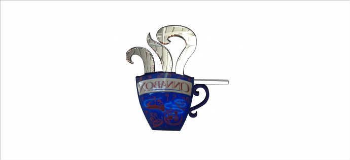 现代法式蓝色咖啡杯样式商业街小品su模型_图1