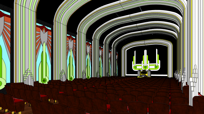 音乐厅红色座椅布局su模型_图1