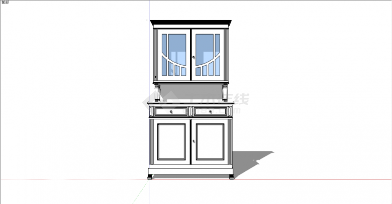白色的立柜型的装饰柜su模型-图一