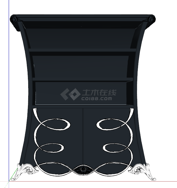 美式简约深色装饰柜su模型-图一