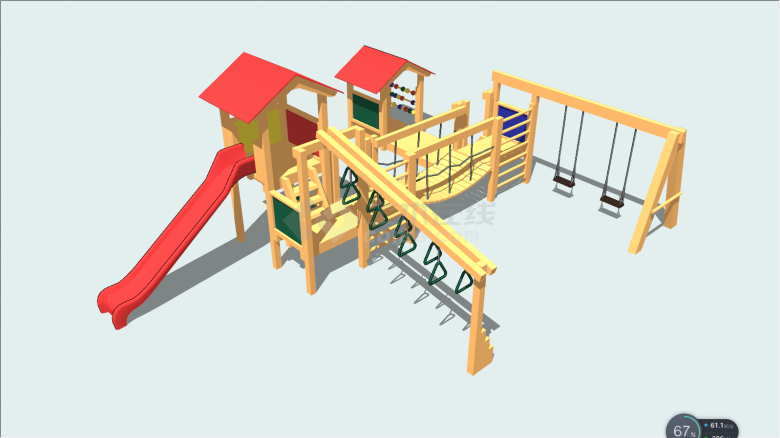 带滑梯SU儿童游乐设施模型-图一