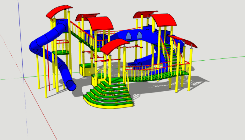 彩色红顶SU儿童游乐设施模型 -图一