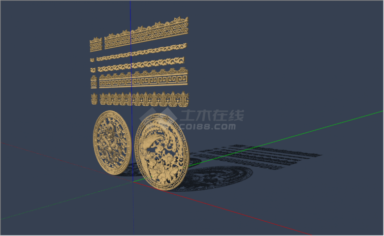中式民族雕花圈边花纹su模型-图二