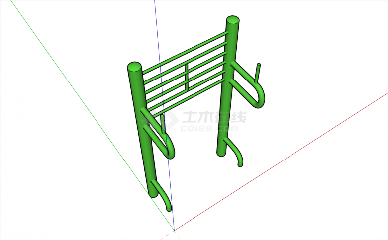 绿色锻炼臂力的户外健身器材su模型-图一