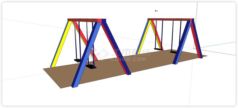 彩虹色秋千健身器械su模型-图一