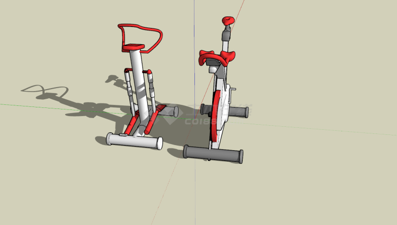 健身器械自行车组合su模型-图二