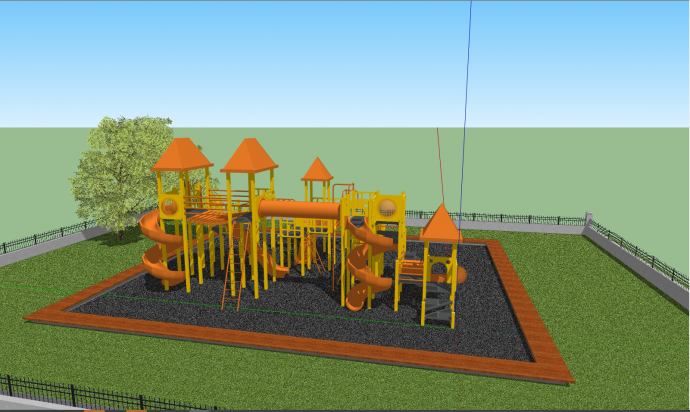 黄色木制儿童游乐设施su模型_图1