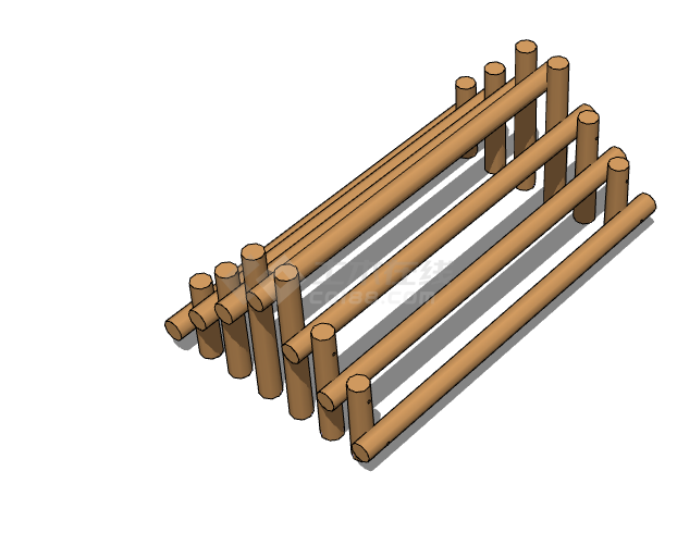 简约圆木室外健身器材SU模型室外su -图一