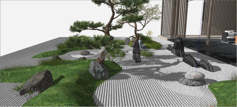 中式庭院山水树木的景观规划su模型-图二