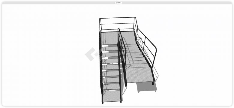 黑色扶手灰色踏板楼梯su模型-图二