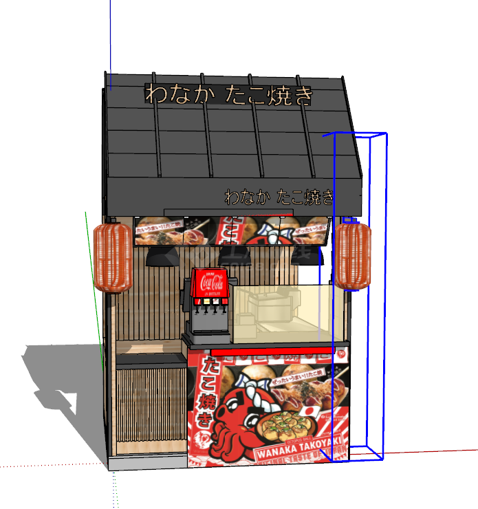 日式木质售卖亭 su模型-图二