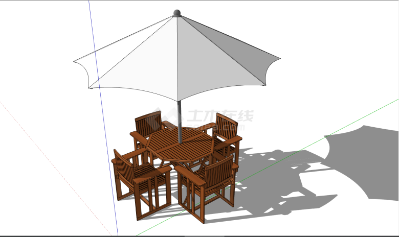 棕色的木质的室外桌椅 su模型-图一