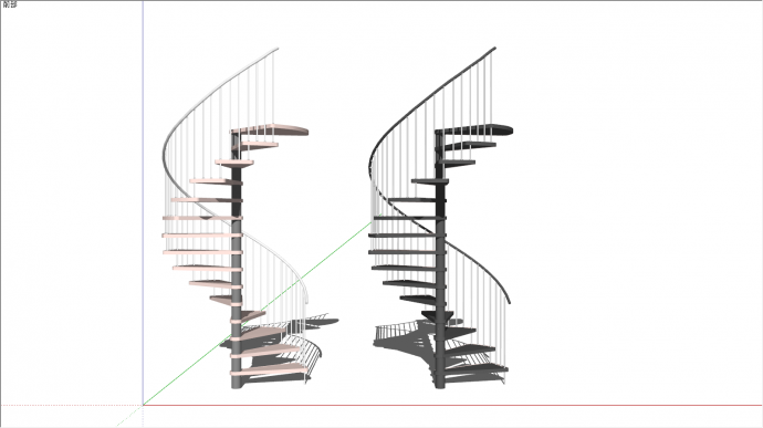 旋转两色现代楼梯su模型_图1