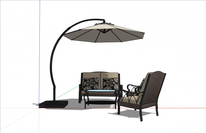 典雅新古典室外桌椅su模型_图1