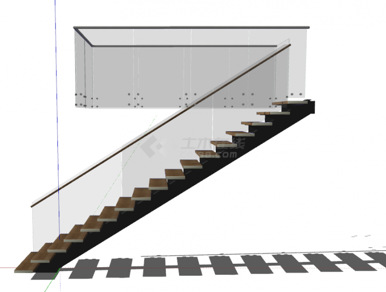 现代玻璃扶梯旋转楼梯su模型-图一