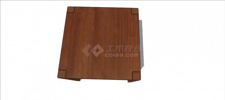 中式木制正方形凳子su模型-图二