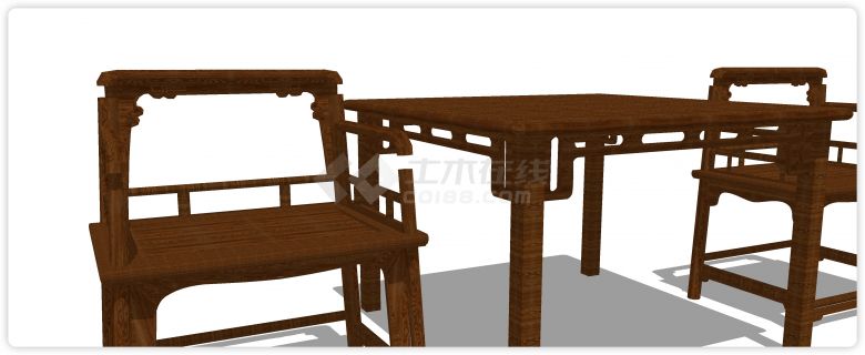 红木实木镂空雕花靠背单椅su模型-图二