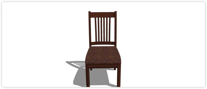 黑胡桃木暗色格子软坐垫单椅su模型_图1
