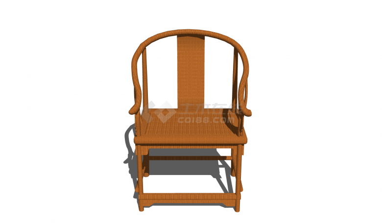 简约古朴造型原木色单椅su模型-图一