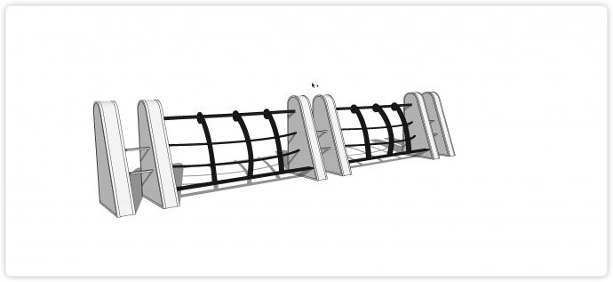 三角固定柱钢管横栏不锈钢栏杆su模型_图1