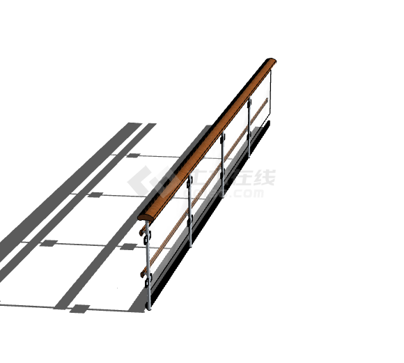 褐色现代玻璃铁艺栏杆su模型-图二