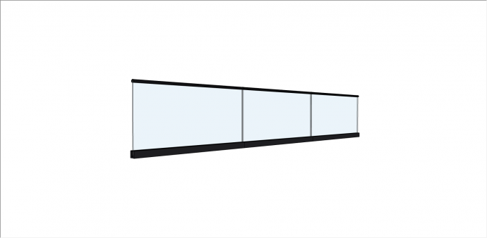现代长方形玻璃栏杆 su模型_图1
