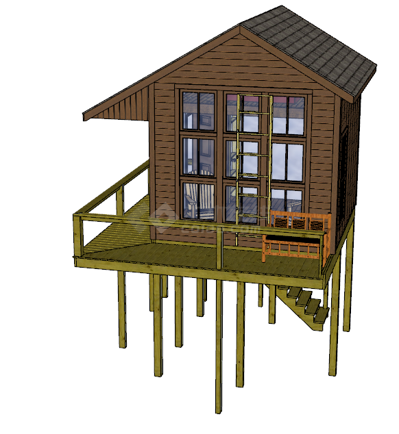 中式小型小木屋su模型-图二