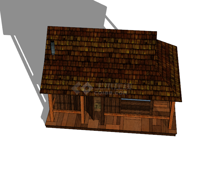 褐色简约现代小木屋su模型-图二