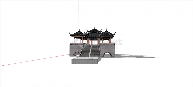 中式古风复古廊桥su模型-图一