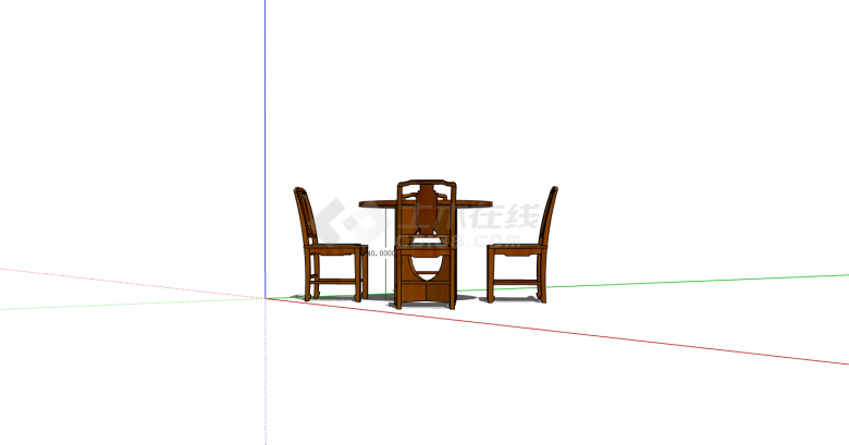 新中式圆形餐桌组合su模型-图二