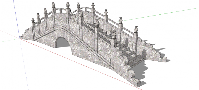 结实坚固中式廊桥su模型_图1