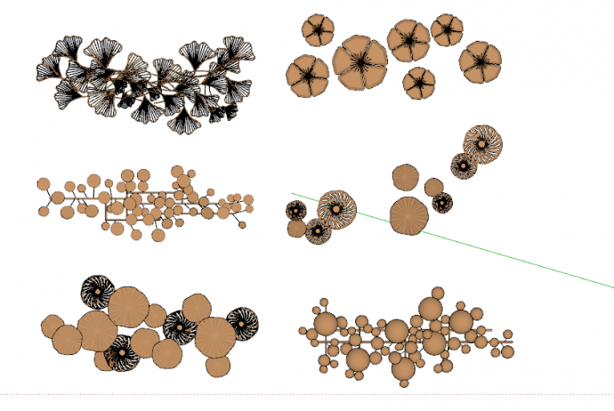 各种不同花的造型新中式墙饰组合su模型_图1