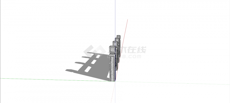 中式钢筋混凝土栏杆su模型-图二