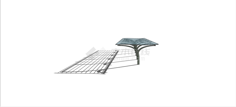脊骨峰型玻璃顶停车棚su模型-图二