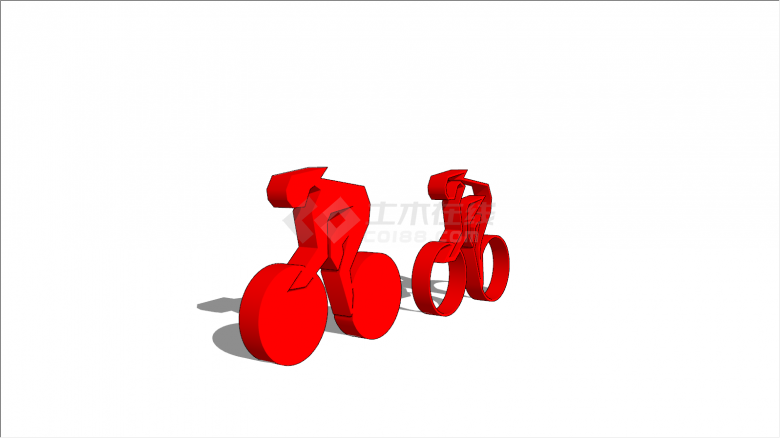 运动雕塑红色自行车su模型-图二
