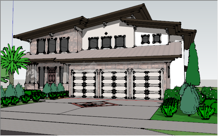  European grey double deck suburban single family villa su model - Figure 1