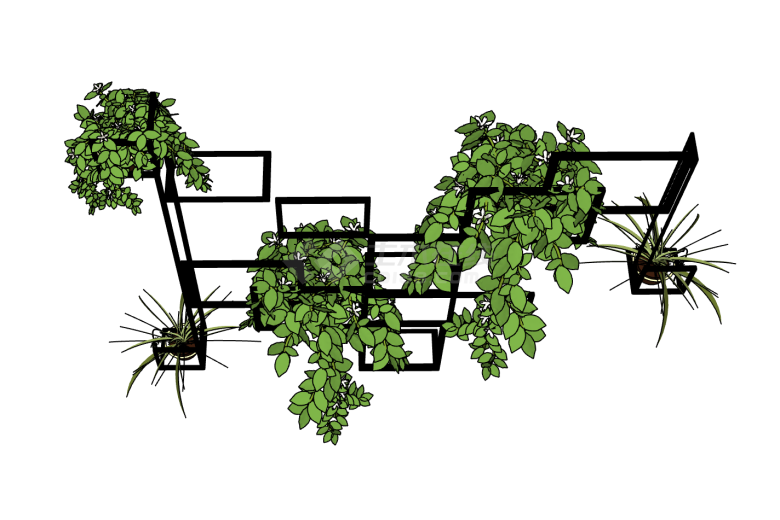 悬挂式垂直绿化SU模型-图二