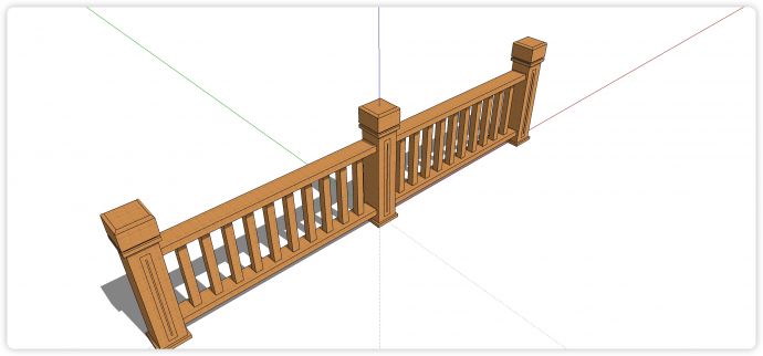 两段木方竖条木质栏杆su模型_图1