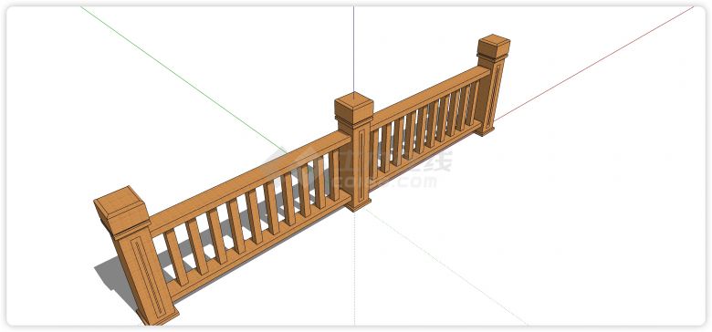 两段木方竖条木质栏杆su模型-图一