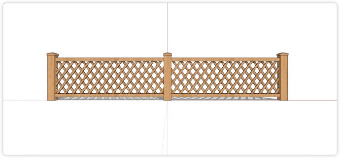 白橡木棱形造型木质栏杆su模型_图1