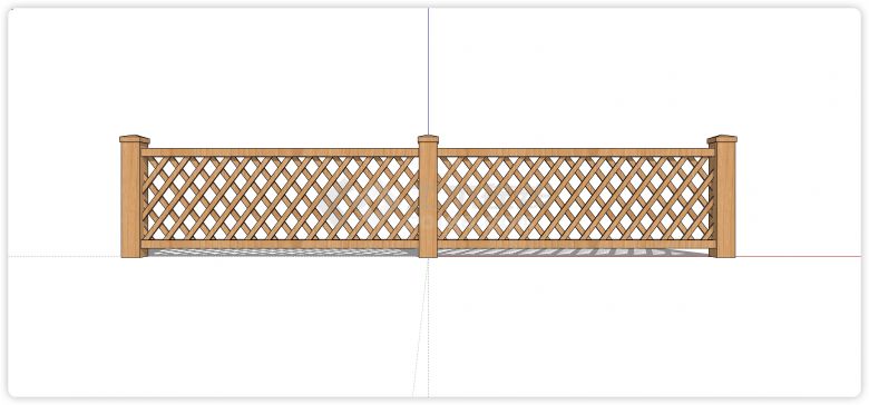 白橡木棱形造型木质栏杆su模型-图一