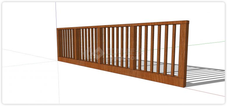 日式实木竖线造型木质栏杆su模型-图二